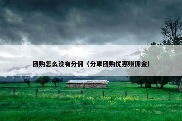 团购怎么没有分佣（分享团购优惠赚佣金）