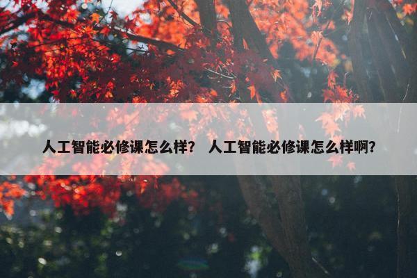 人工智能必修课怎么样？ 人工智能必修课怎么样啊？