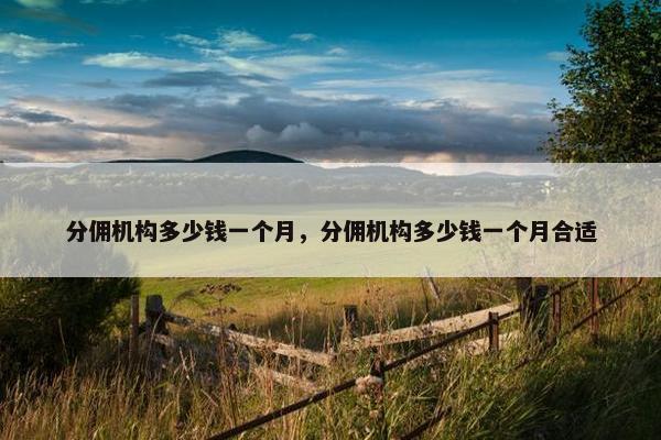 分佣机构多少钱一个月，分佣机构多少钱一个月合适