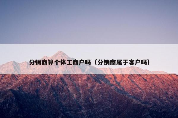 分销商算个体工商户吗（分销商属于客户吗）
