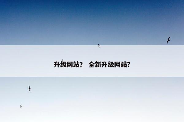 升级网站？ 全新升级网站？