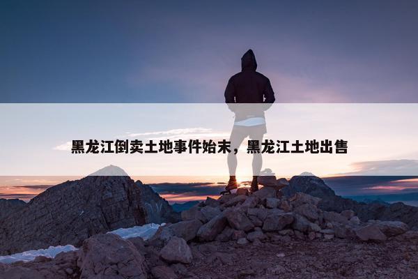 黑龙江倒卖土地事件始末，黑龙江土地出售