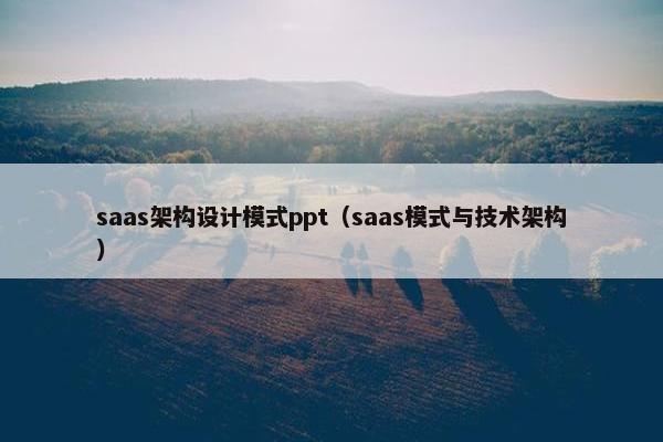 saas架构设计模式ppt（saas模式与技术架构）