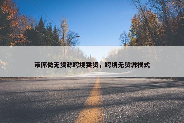 带你做无货源跨境卖货，跨境无货源模式