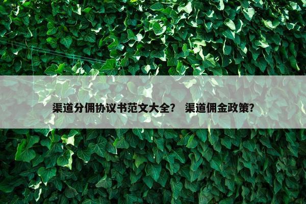 渠道分佣协议书范文大全？ 渠道佣金政策？