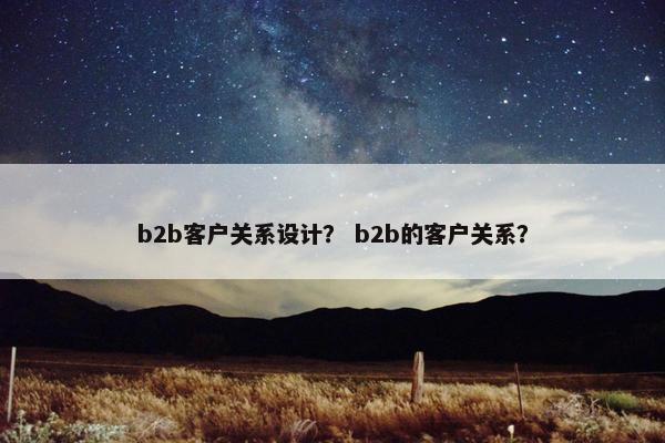 b2b客户关系设计？ b2b的客户关系？