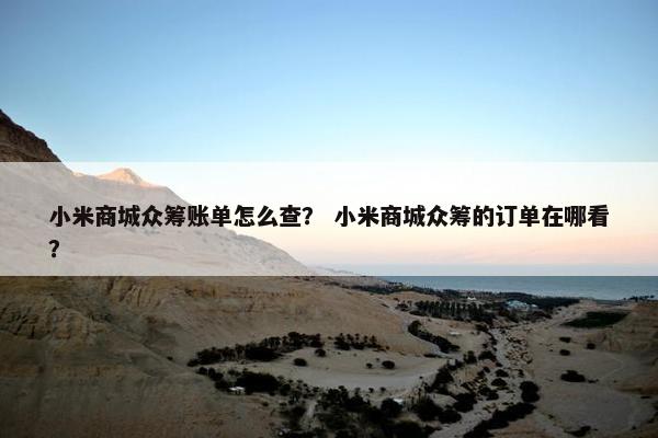 小米商城众筹账单怎么查？ 小米商城众筹的订单在哪看？