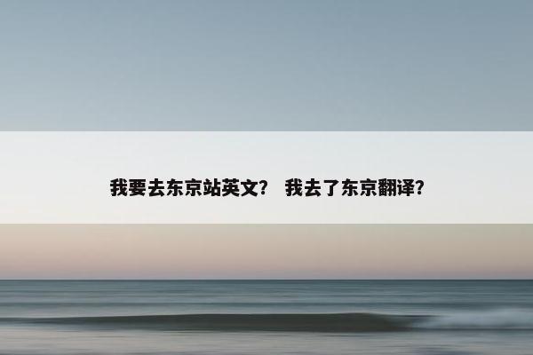 我要去东京站英文？ 我去了东京翻译？
