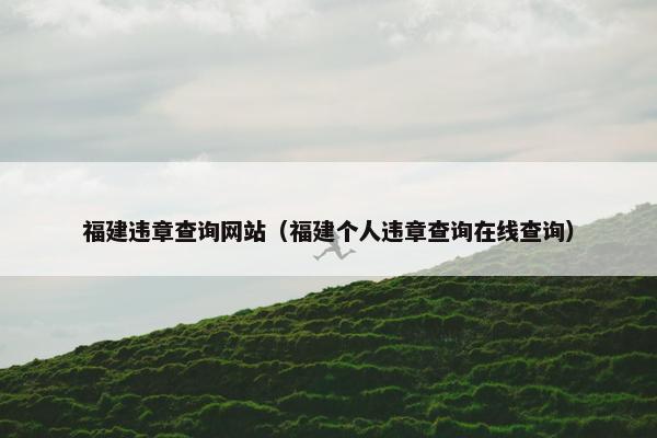 福建违章查询网站（福建个人违章查询在线查询）