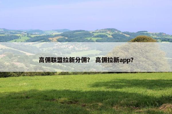 高佣联盟拉新分佣？ 高佣拉新app？