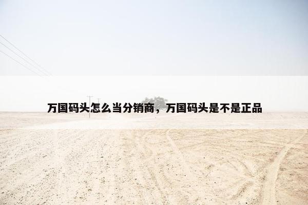 万国码头怎么当分销商，万国码头是不是正品