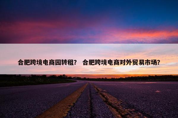 合肥跨境电商园转租？ 合肥跨境电商对外贸易市场？