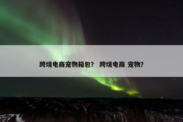 跨境电商宠物箱包？ 跨境电商 宠物？