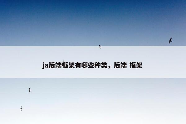 ja后端框架有哪些种类，后端 框架