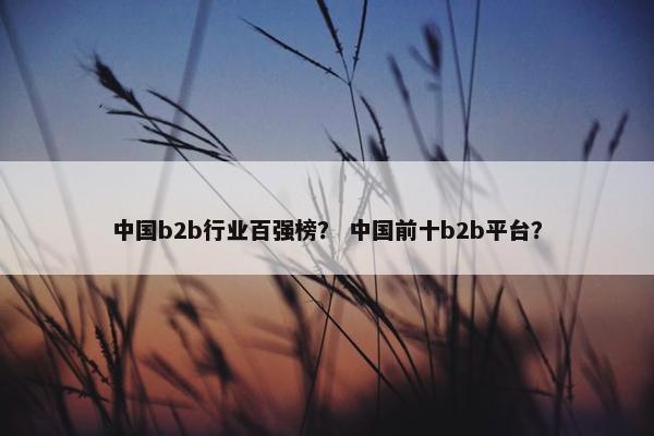中国b2b行业百强榜？ 中国前十b2b平台？