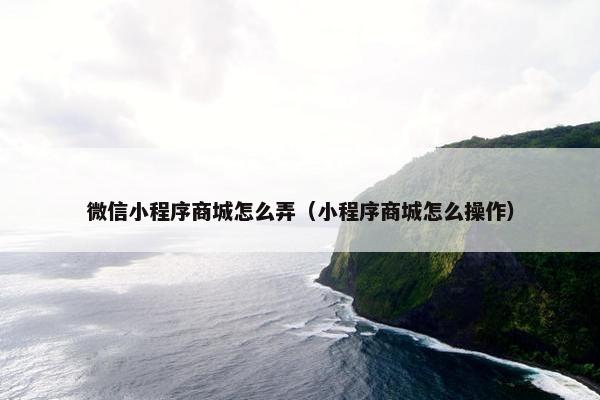 微信小程序商城怎么弄（小程序商城怎么操作）