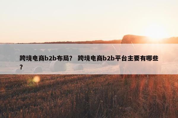 跨境电商b2b布局？ 跨境电商b2b平台主要有哪些？