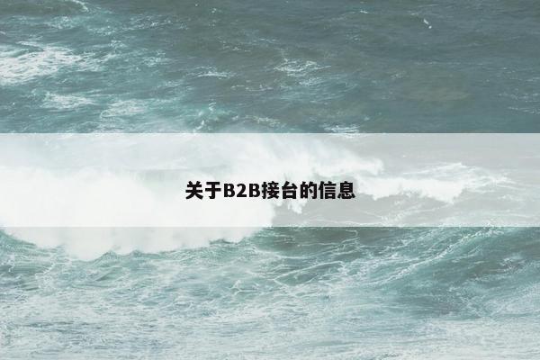 关于B2B接台的信息