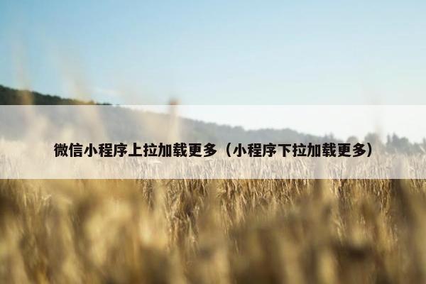 微信小程序上拉加载更多（小程序下拉加载更多）