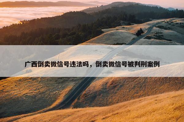 广西倒卖微信号违法吗，倒卖微信号被判刑案例