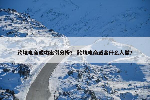 跨境电商成功案例分析？ 跨境电商适合什么人做？