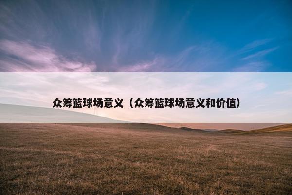 众筹篮球场意义（众筹篮球场意义和价值）
