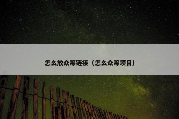 怎么放众筹链接（怎么众筹项目）