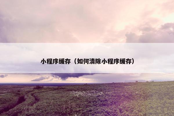小程序缓存（如何清除小程序缓存）