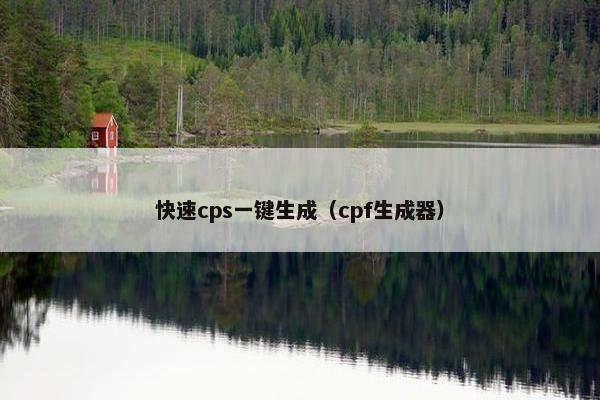 快速cps一键生成（cpf生成器）