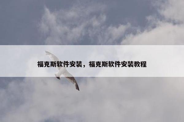 福克斯软件安装，福克斯软件安装教程