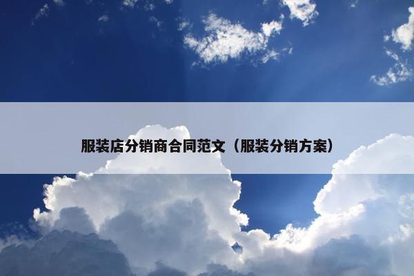 服装店分销商合同范文（服装分销方案）
