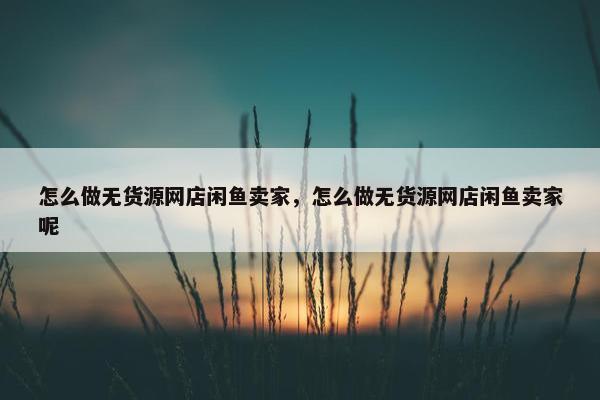 怎么做无货源网店闲鱼卖家，怎么做无货源网店闲鱼卖家呢