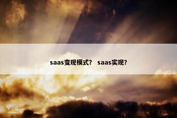 saas变现模式？ saas实现？