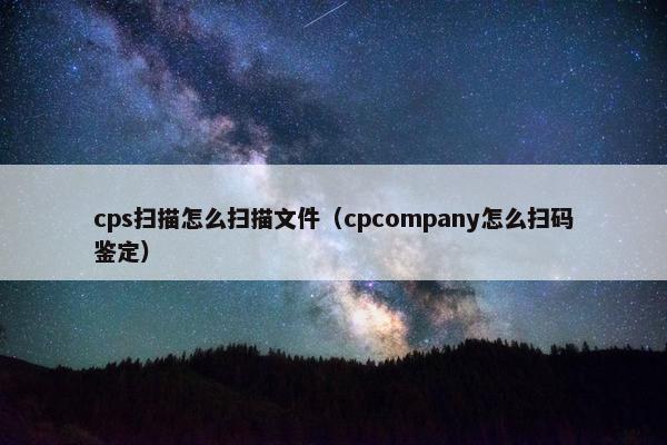 cps扫描怎么扫描文件（cpcompany怎么扫码鉴定）