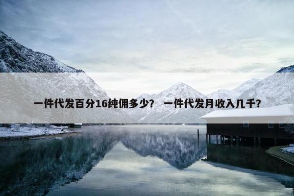 一件代发百分16纯佣多少？ 一件代发月收入几千？