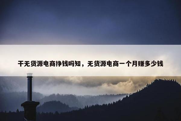 干无货源电商挣钱吗知，无货源电商一个月赚多少钱