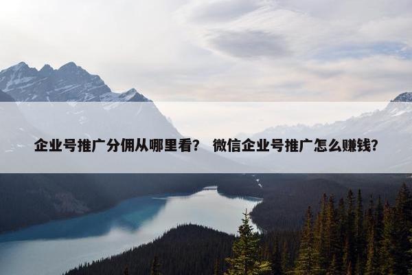 企业号推广分佣从哪里看？ 微信企业号推广怎么赚钱？