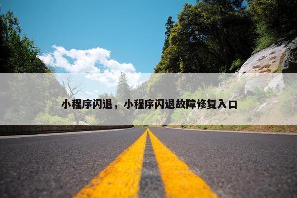 小程序闪退，小程序闪退故障修复入口
