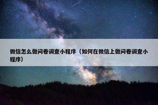 微信怎么做问卷调查小程序（如何在微信上做问卷调查小程序）