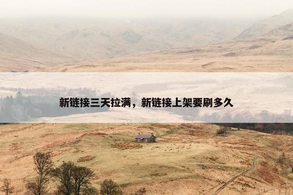 新链接三天拉满，新链接上架要刷多久