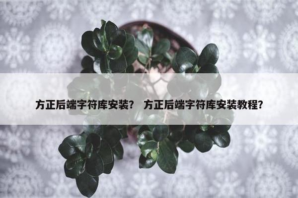 方正后端字符库安装？ 方正后端字符库安装教程？