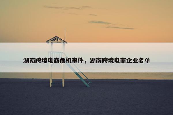 湖南跨境电商危机事件，湖南跨境电商企业名单