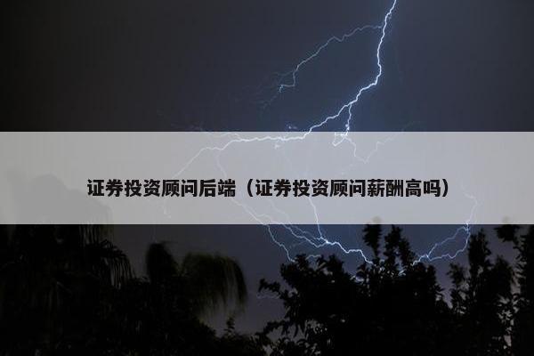 证券投资顾问后端（证券投资顾问薪酬高吗）