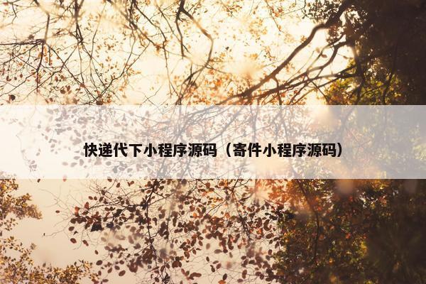 快递代下小程序源码（寄件小程序源码）