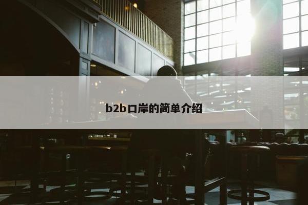 b2b口岸的简单介绍