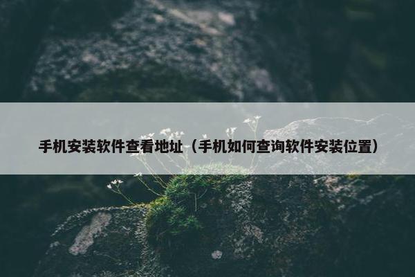 手机安装软件查看地址（手机如何查询软件安装位置）