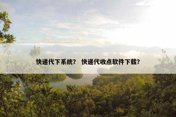 快递代下系统？ 快递代收点软件下载？