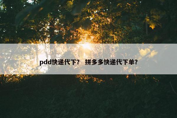 pdd快递代下？ 拼多多快递代下单？