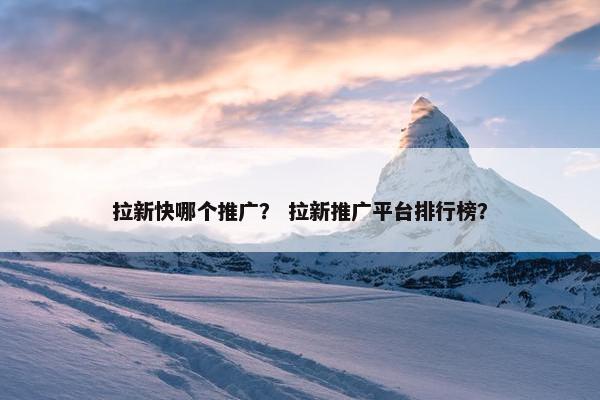 拉新快哪个推广？ 拉新推广平台排行榜？