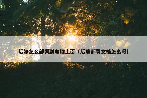 后端怎么部署到电脑上面（后端部署文档怎么写）